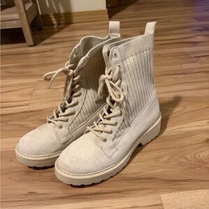 Women's Steve Madden Cream Lace-Up Boots